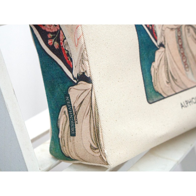 KXT DES!GN Art Nouveau Cotton Canvas Tote Bag with Zip