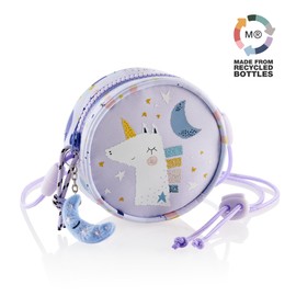 Miquelrius - Shoulder Bag, Unicorn Bag with One Compartment, Zipper and Keyring, Adjustable Drawstring and Safety System, Children's Bag 110 x 110 x 40 mm, Unicorn, Purple, 110 x 110, purple, Recycled