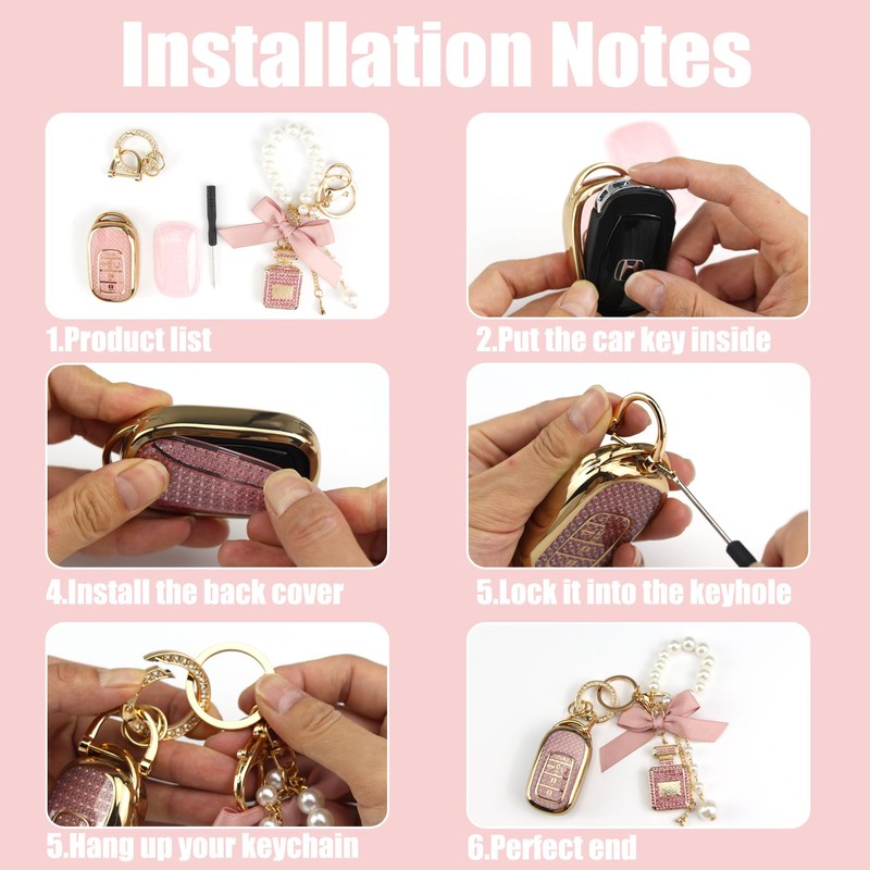 YILINXI Compatible with Honda Key Fob Cover with Diamond Perfume