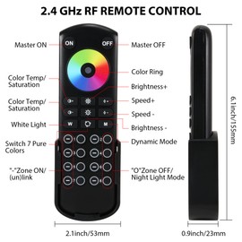 XXK RC05RFB RF Remoter, 8-Zone 2.4G Handheld RF Remote Control Compatible with RGBCCT RGBW CCT RGB LED Controller, 500ft Wireless Control 8 Channel Group Control for Home RGBCCT LED Strip Lights