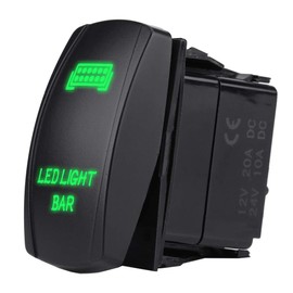 Toggle Rocker Switch, Rocker Switch 12V 24V ON/Off Toggle LED Light Switch 5 Pin Waterproof SPST ON-OFF LED Light Bar Rocker Switch for Car Boat Truck Green