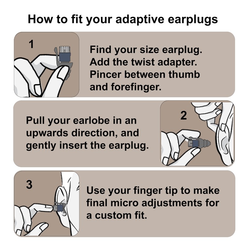 Mixx Assitive Audio Adaptive Earplugs – Adjustable Noise Reduction for