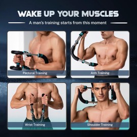 MUZMDNI Twister Arm and Chest Trainer Equipment Adjustable Spring Workout Bar Fitness, Forearm Triceps Chest Enhanced Exercise Strengthener, Upper Body Strength Training Machine for Men