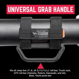 GP Grip Universal Jeep Grab Handles, Sturdy Nylon Roll Bar Grips, Fits Any 1-5.5 Inches Roll Bar for Truck and Jeep Wrangler Models, Also for UTVs and Boats, 4-Pack, Black - GPCA