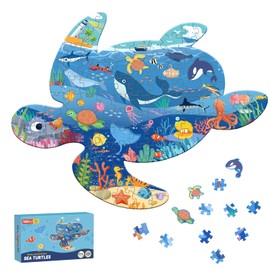 ELX 100 Piece Sea Turtle Jigsaw Puzzle for Kids Ages 4-10, Seaworld Animal Shaped Floor Puzzle Preschool Learning, Educational Learning Toys for Kid Boys Girls Ages 4 5 6 7 8 (21.42 X 16.42 in)