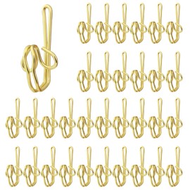 100 Pcs Brass Curtain Hooks - Stainless Steel Drapery Curtain Hooks, Heavy Duty Metal Curtain Hooks for Window,Door,Shower Curtain,Pencil Pleat Curtains