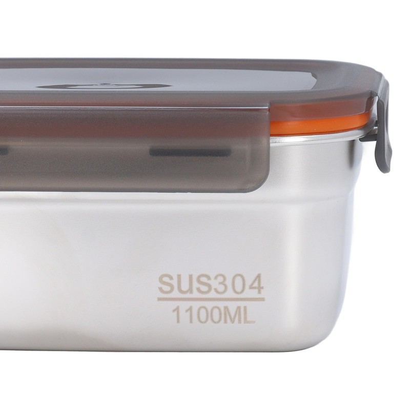 Generic Stainless Steel Rectangular Food Storage Container, 19cm x 9cm