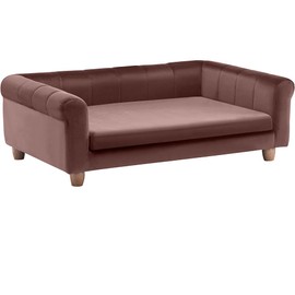 Critter Sitters 42-in. Elegant Faux-Velvet Rectangle Pet Bed for Medium and Large Dogs, Brown