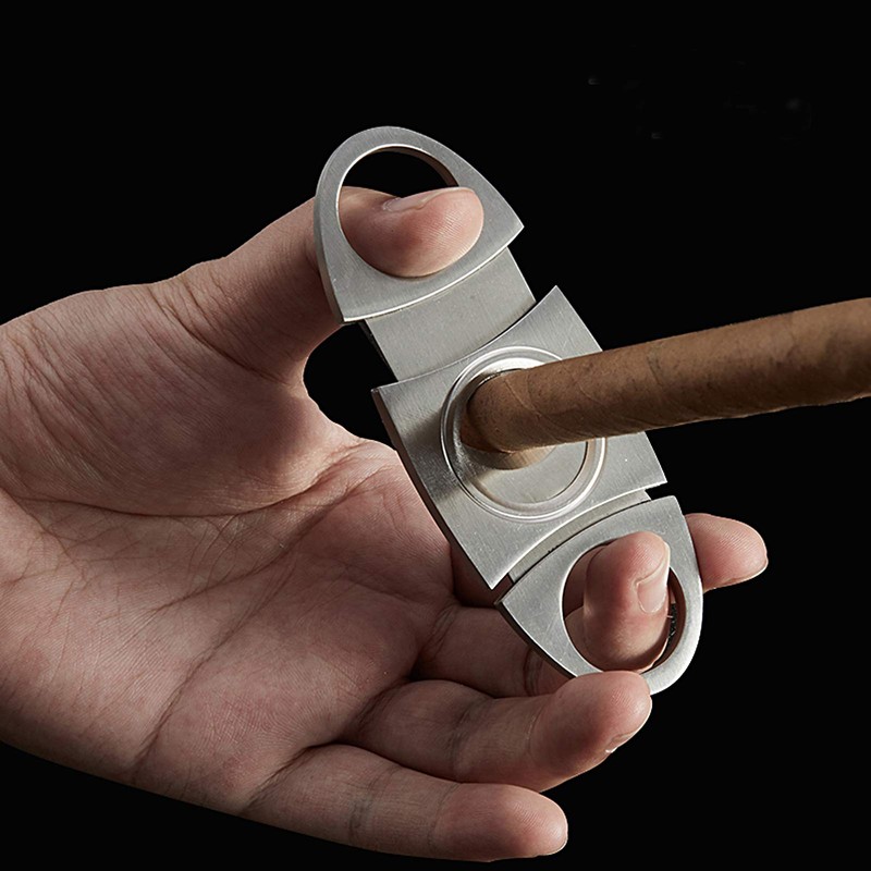 Cigar Cutter Guillotine, Stainless Steel Smooth Cigar Clippers Double Cut
