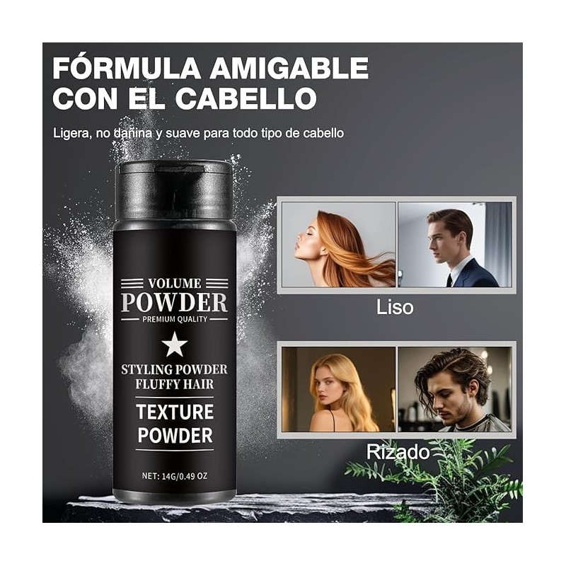 Polvo Texturizador y voluminizador para Cabello, efecto Volumen y Mate,