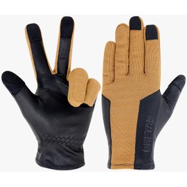 ONETAC SHORT CUFF TOUCH SCREEN PILOT NOMEX FLIGHT FLYERS DUTY WORK GLOVES, GOAT LEATHER SKIN TIGHT PALM (COYOTE/BLACK, XLARGE)
