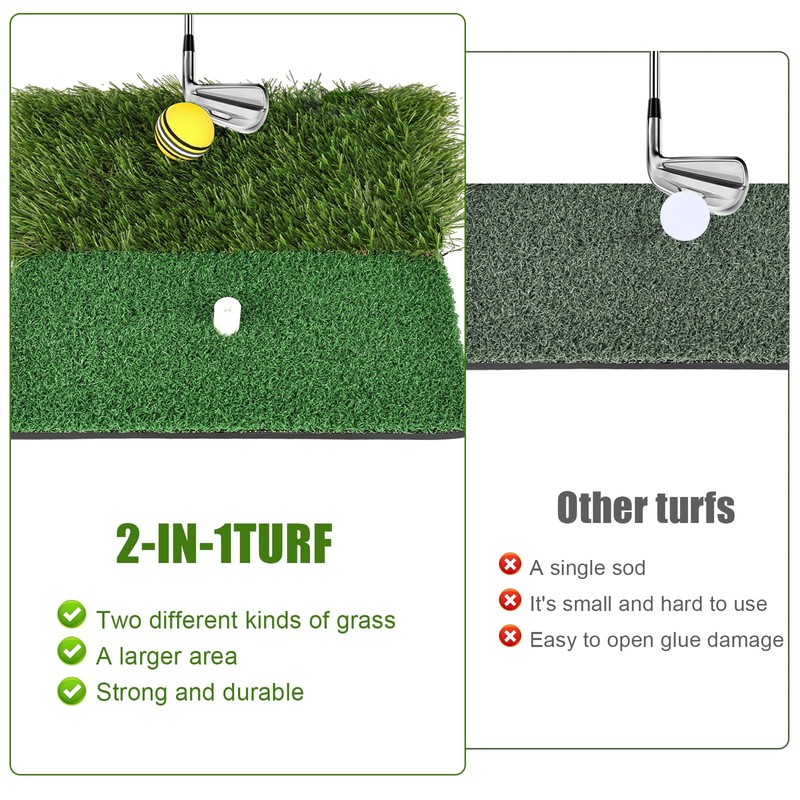 Golf Hitting Mat,Portable Golf Strike Mat With Antislip Rubber Base,