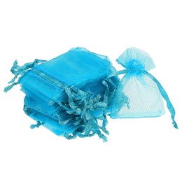 sourcing map 50pcs Organza Bags 5x7cm Drawstring Favor Pouches Sheer Mesh Bag for Gift Jewelry Wedding Party Christmas Candy Lake Blue