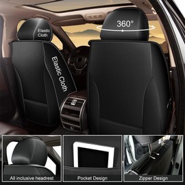 RAWAKORW Car Seat Covers Fit for Ford Transit Connect 2010-2023 2024 2025: Front Set Waterproof Leather Vehicle Seat Cushion Luxury Automotive Protector Easy to Install(2 Seats, Black&Grey)