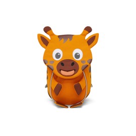 Affenzahn Little Friend Nursery Backpack for 1-3 Years Old Ergonomic Reflective Pull Tongue with Name Plate, Giraffe - Orange, Modern
