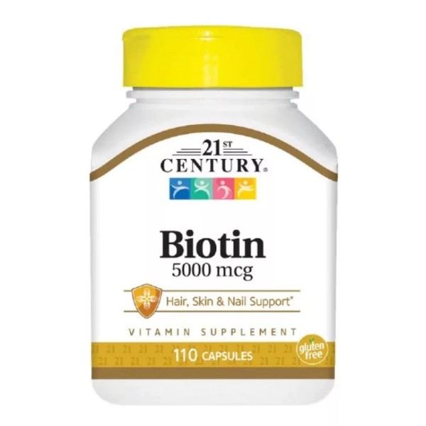 21st Century Biotina Premium Cabello Uñas 5,000mcg 110 Caps Eg Bb22