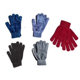 Ladies Magic Chenille Gloves Adults Knitted Thermal Warm Soft Stretchy Winter Gloves (Brown)