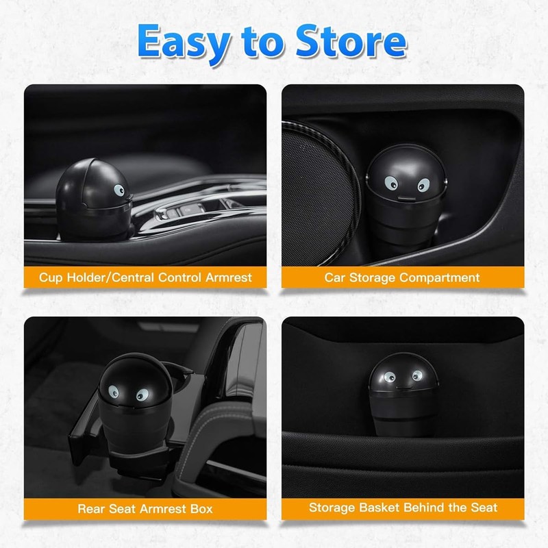 Aimall 3-Pack Portable Car Trash Bins, Compact Cup-Shaped Design, Cute