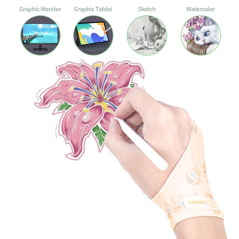 SPASEEBA Artist Drawing Glove Art Two-Finger Animal Print Glove for