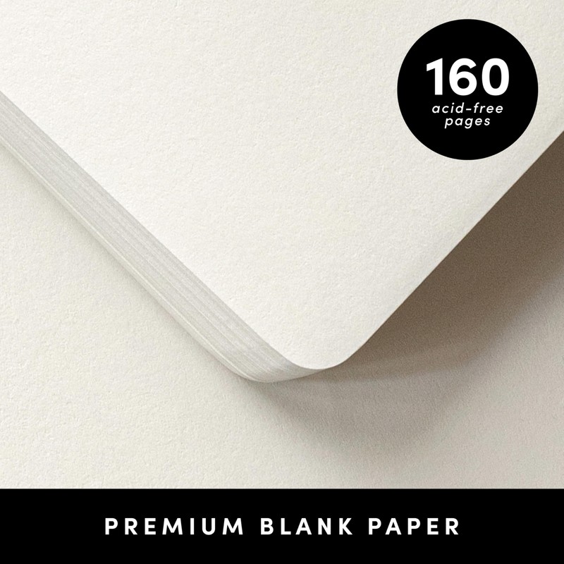 PAPERAGE Blank Journal Notebook, (Black), 160 Pages, Medium 5.6 in