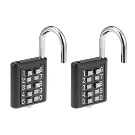 M METERXITY 2 Pack 10 Digit Combination Padlock - Zinc Alloy Indoor Outdoor Padlock, Push Button Lock, Apply to Gym Gate Sports Locker (6mm, Black)