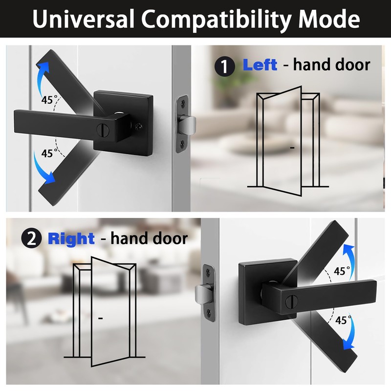 rewarmee Matte Black Door Handles Privacy Door Levers, Keyless Interior