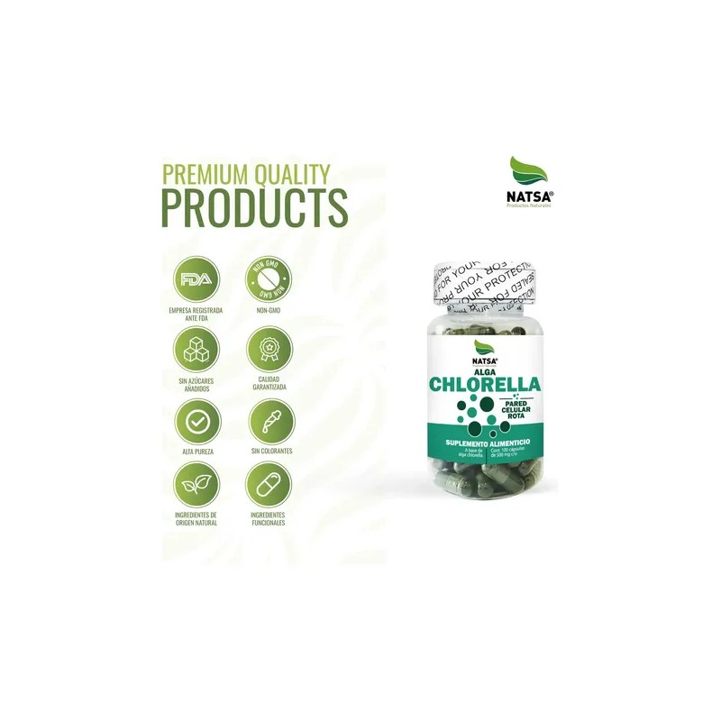 Chlorella, 300 Cápsulas (3 Frascos 100 Cap C/u) Sabor Natural