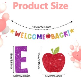 DAJISI Welcome Back Banner, Colorful Glitter welcome banner welcome back decorations for First Day of School Welcome Back Party Hanging Banner for Retirement Rehabilitation