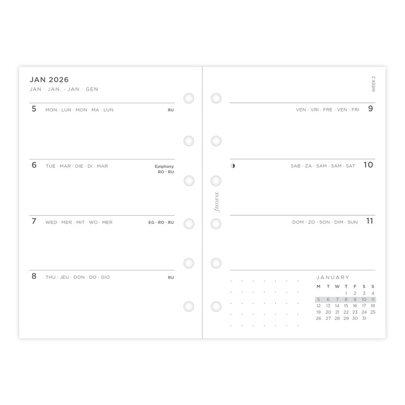 Filofax Pocket Minimal week on two pages 2026 diary 26-68290