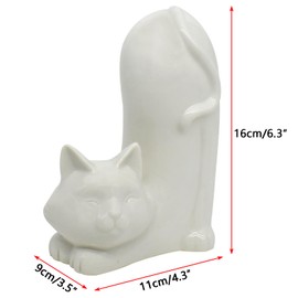 GKYMYZ Small Animal Statues Home Ceramic Decor White Kitten Figurine Garden Cottage Decorative