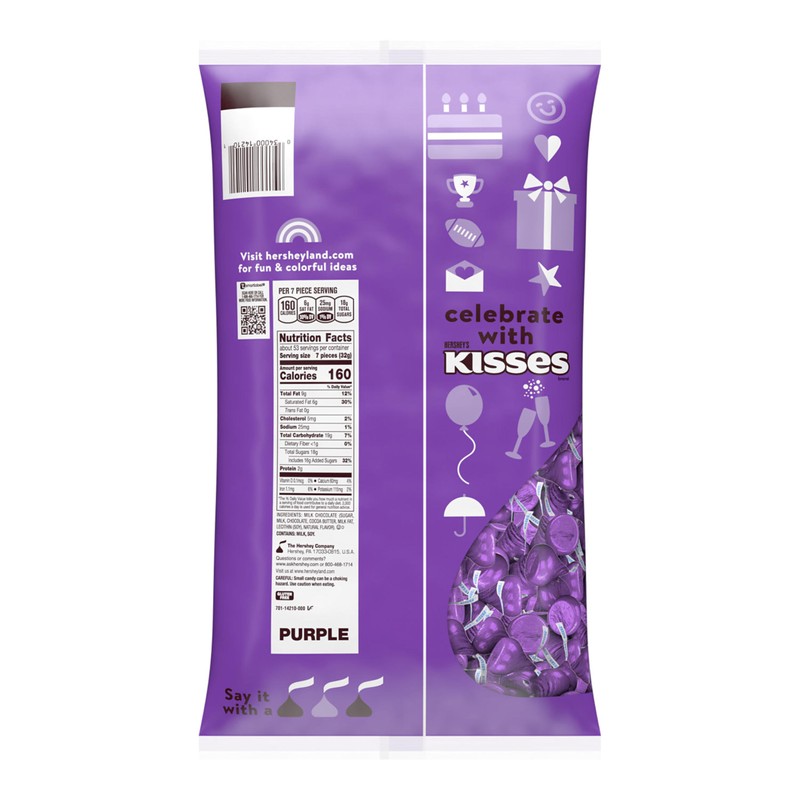 HERSHEY'S KISSES Milk Chocolate Candy Bulk Bag, 60 oz
