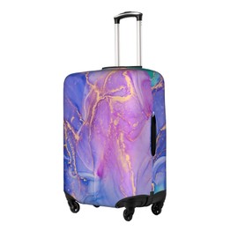 Blue Purple Abstract Waves Luggage Cover Elastic Washable Stretch Suitcase Protector Anti-Scratch Travel Suitcase Cover for Kid and Adult S (18-21 inch suitcase)