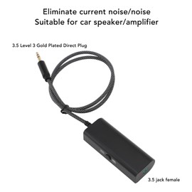 3.5mm AUX Sound Isolator with Gold Plated Connector - Anti Interference Noise Filter for Car Speakers & Amplifiers, Woven Cable Noise Reducer (60cm)