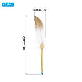 PATIKIL Feather Ballpoint Pen, 2 Pcs 0.5mm Fluffy Vintage Ink Quill Pen Refined Plated Rod Quill Pen for Office Supplies Calligraphy Writing Signature Guest Wedding Gift, White