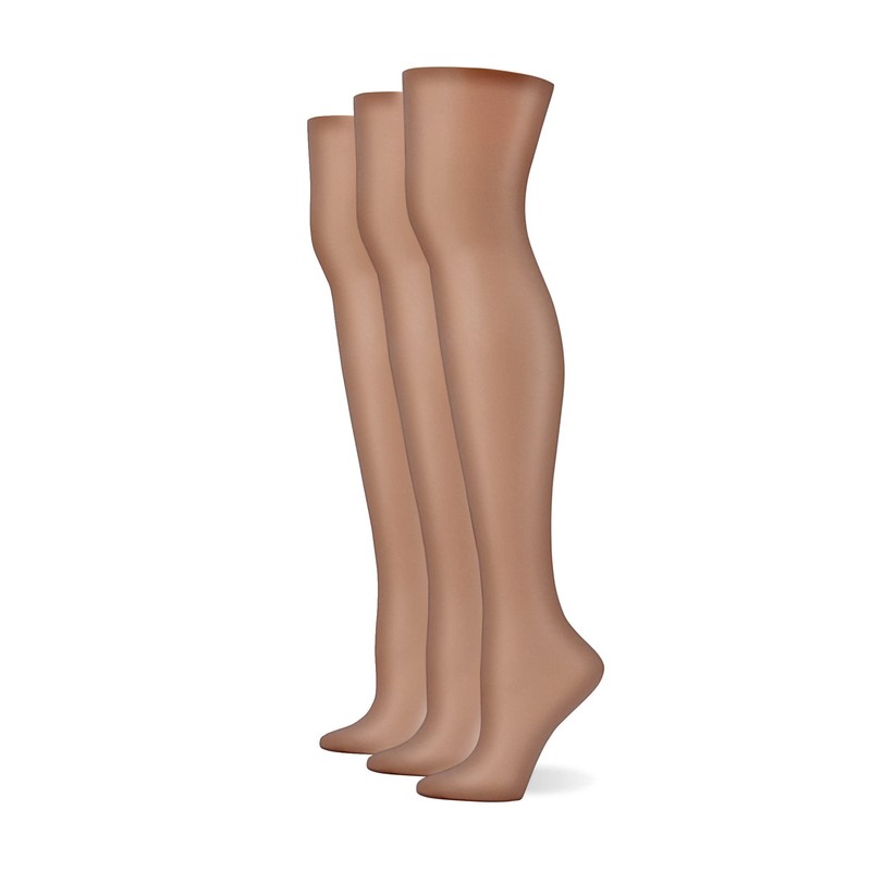 No Nonsense Women's Sheer & Silky Lace Pantyhose 3 Pair