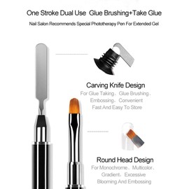 2-Pack of Dual-ended 2-in-1 Gel Nail Brush and Picker, Combining a Stainless Steel Brush and a Slice Tool for Gel and Acrylic Nail Extensions in Black