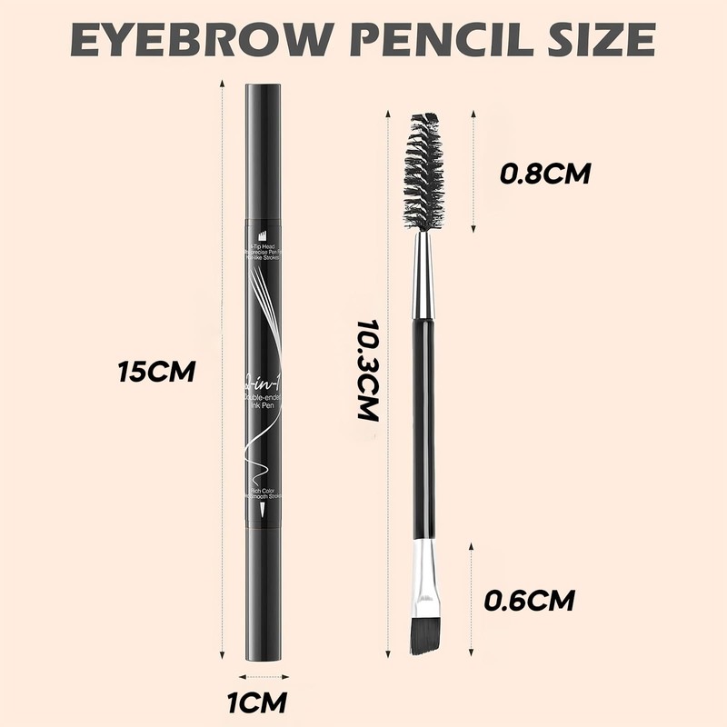 ZWWOGE Eyebrow Pencil, Waterproof, Sweat-Resistant, Eyebrow Pencil, 2-in-1 Dual Professional