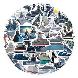 55 PCS Battleship Stickers Pack,Funny Cool Warship Stickers,Navy Decorations,Waterproof Vinyl Decals for Water Bottle Laptop Scrapbooking Luggage Phone (Gray)