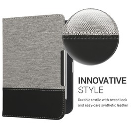 kwmobile Case Compatible with Kobo Clara BW/Clara Colour/Tolino Shine (5) / Shine Colour - Canvas eReader Protective Cover Case - Dark Grey Black