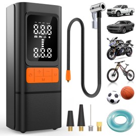 Tire Inflator, Portable Air Pump, 150PSI Air Compressor with LED Light, 6X Faster Air Pump with Digital Tire Pressure Gauge, Electric Bike Pump, Tire Pump for Car, Motorcycle, Bike and Ball