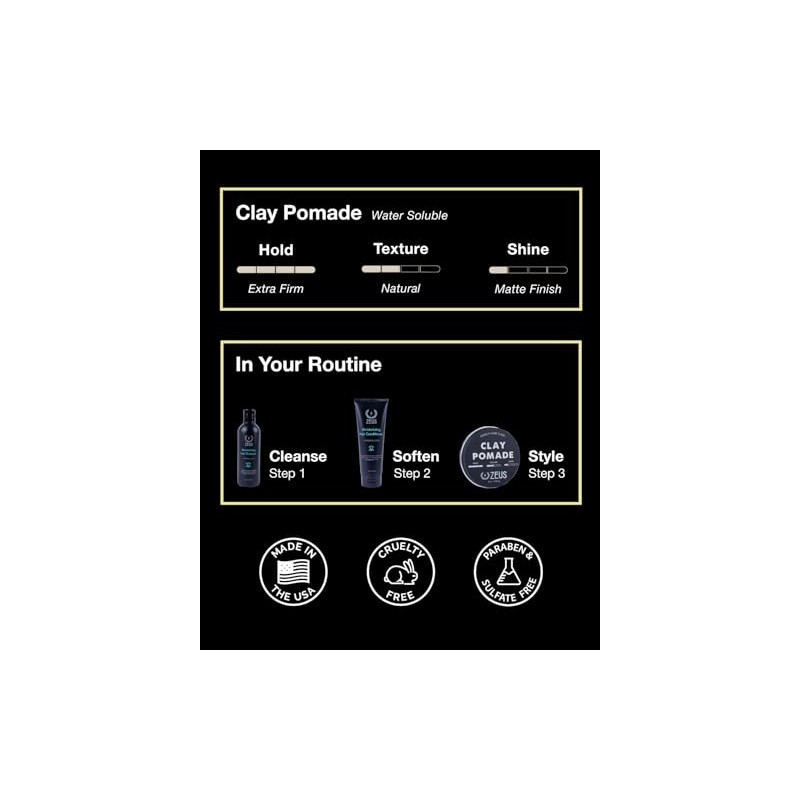 ZEUS Clay Pomade, Firm Hold, 4 Ounce