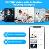 2K Pan/Tilt Security Camera, WiFi Indoor Camera for Home Security