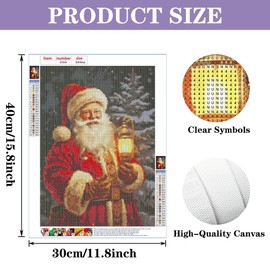 Eiflow 5D Christmas Diamond Painting Kits Full Drill Santa Claus,DIY Paint by Diamond Embroidery Art Craft Mosaic Making for Home Wall Decor(12x16 Inches)