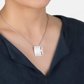 MATERIA by Matthias Wagner Women's Large 925 Silver Pendant with Cubic Zirconia, Sterling Silver Pearl, Cubic Zirconia