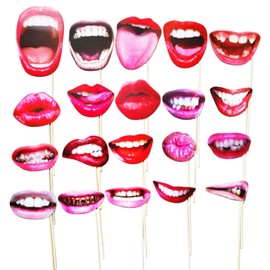 Photo Props, Pack of 20 Party Photo Booth Props, Funny Lip Mouth, Photo Box Accessories, Lip Mouth Photo Accessories, Funny Photo Props, Party Photo Booth Props for Carnival