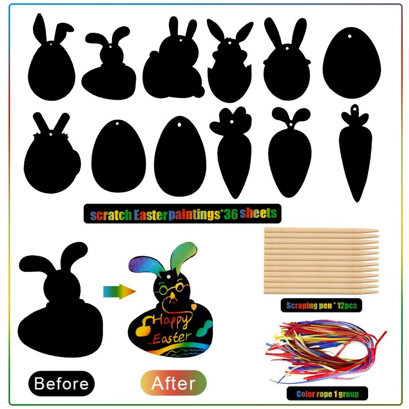Wishstar Easter Egg Scratch Pictures, Easter Eggs Craft Set, Children's