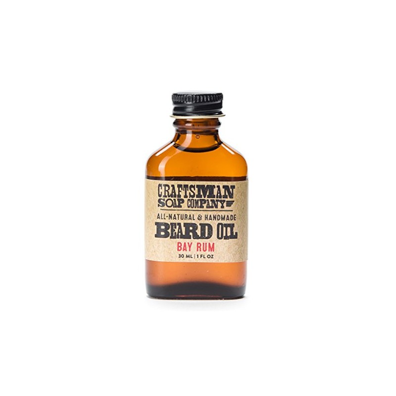Beard Oil, Bay Rum Scent in 1-oz Glass Flask