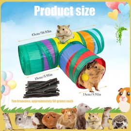 Guinea Pig Toys, Guinea Pig Tunnel And Hideout, T-Shaped Design With Apple Branches, Safe And Stimulating Environment For Small Pets