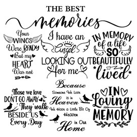 Fuutreo 7 Pcs Memorial Decals Vinyl Wall Quotes Stickers Peel and Stick Saying Sticker Because Someone We Love is in Heaven Large Wall Decal for Losing Home Living Room Decor