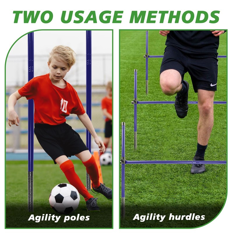 Qufiona Agility Poles, 6 Pack 4.9FT Metal Soccer Training Poles